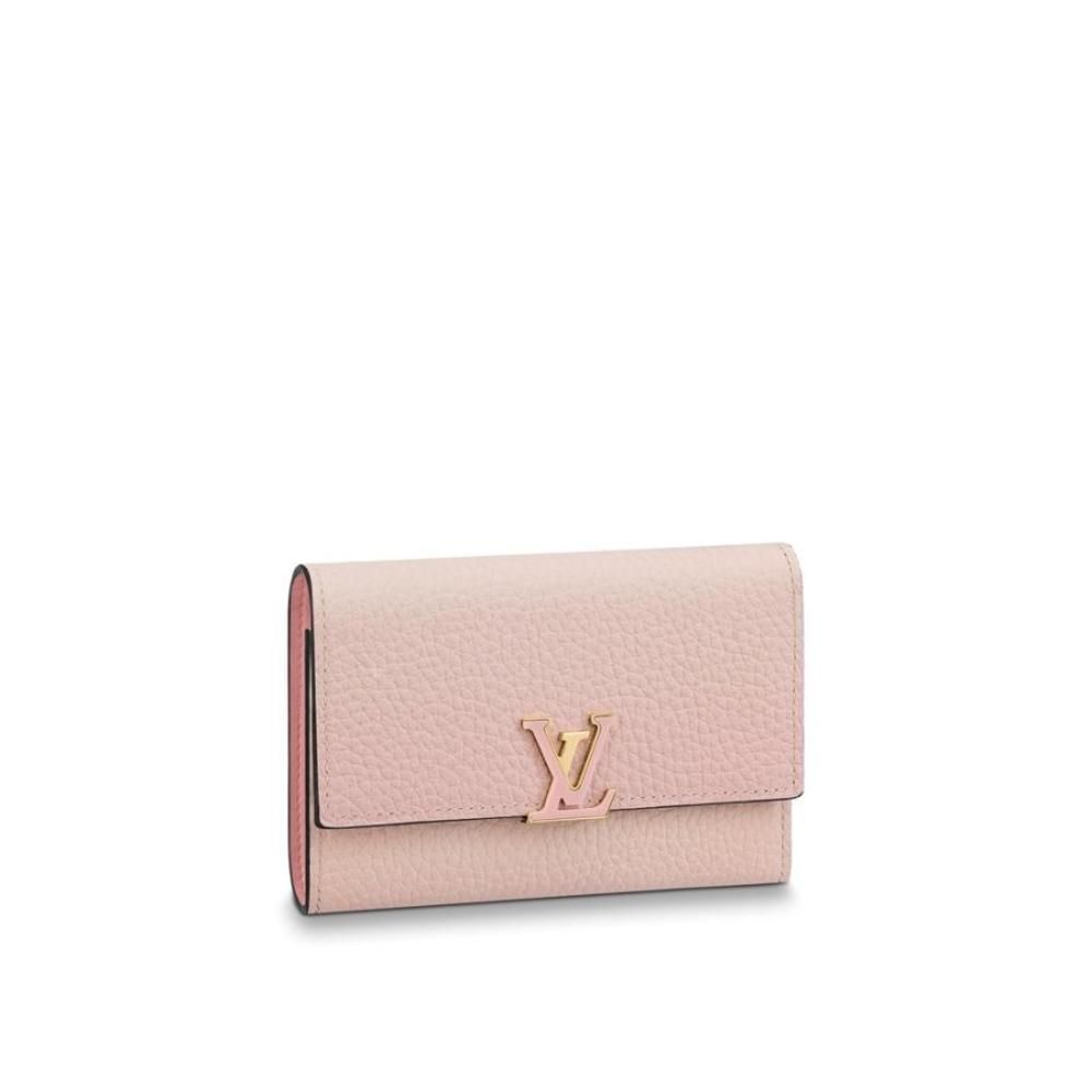 Louis Vuitton Medium Wallet Trifold Rose Pink Gold Taurillon Leather